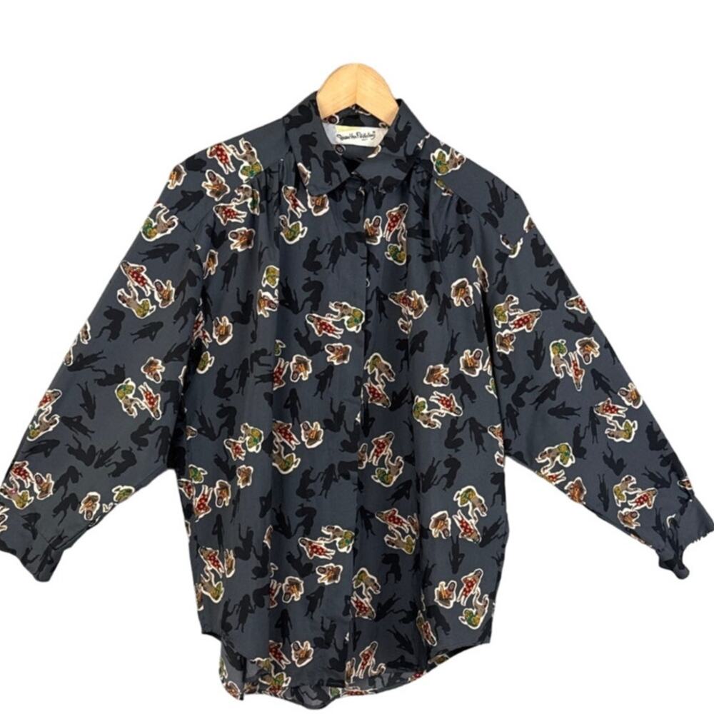 Vintage Diane Von Furstenberg Blouse Hawaiian Luau Button Up  M Collector Piece